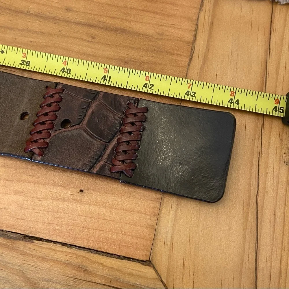 NINE WEST / Leather Patch Work Belt Size L